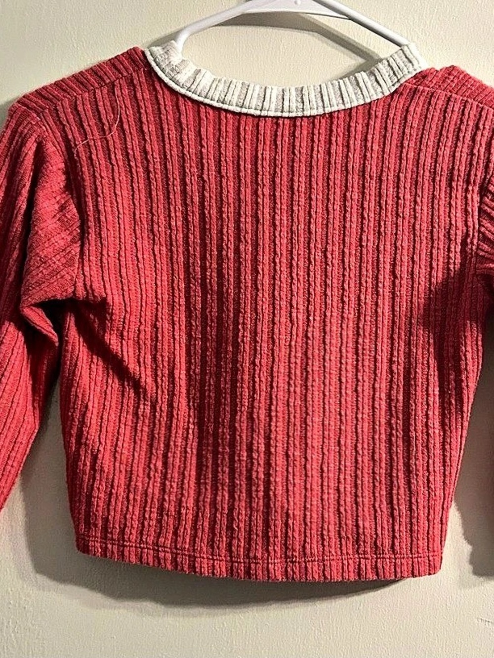 Healthknit Red & Gray Ribbed Button-Front Sweater - Picture 2 of 3
